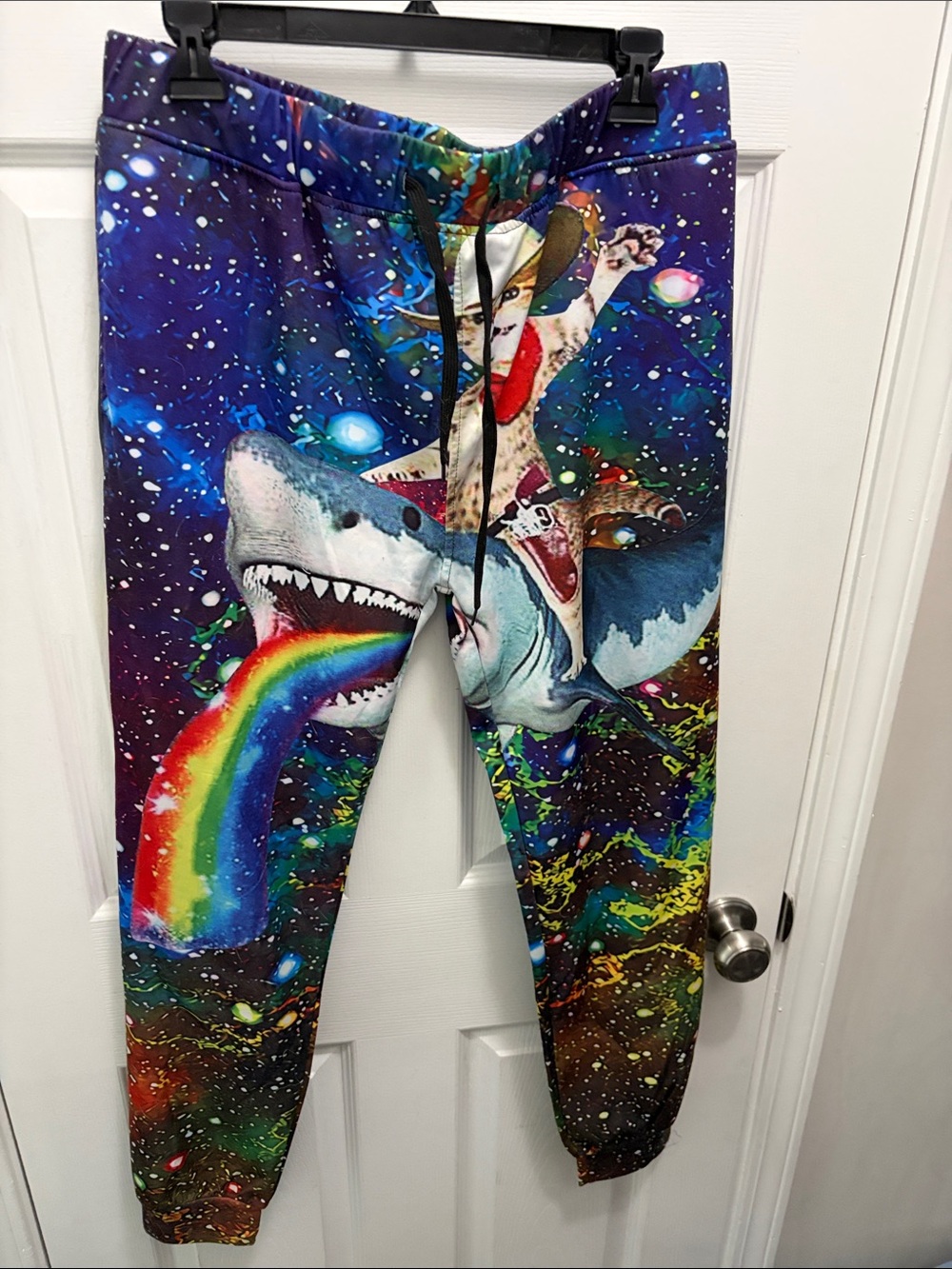 Multicolor Rainbow Shark Graphic Joggers - Women's Vibrant Print
